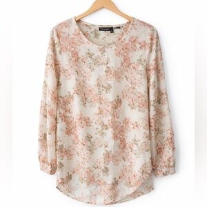 Rose & Olive pink and neutral floral blouse xsmall